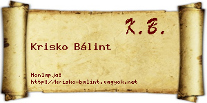 Krisko Bálint névjegykártya